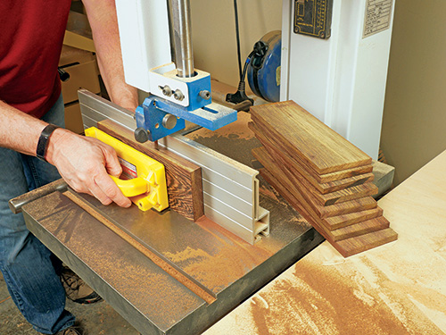 Cutting accent wood panels for knife block