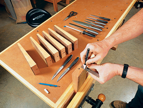 Marking wenge with white dots before installation