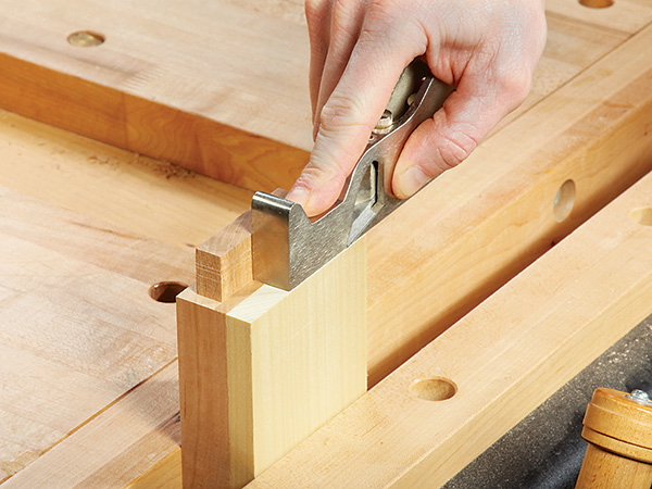 Using hand plane and sacrificial fence to smooth tenon shoulder