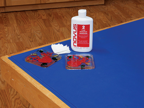 Cleaning up epoxy coaster with scratch remover