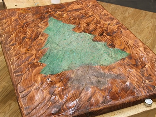 Pine tree artwork carved with Arbortech power carver