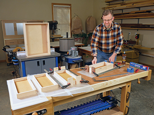 Gluing up frames for tool cabinet drawers