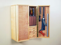 Wall cabinet with tool storage and drawers