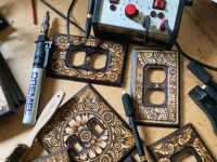 Light switch covers with pyrography drawing