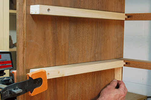 Adding drawer rails to Queen Anne highboy upper casework