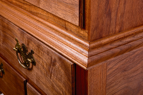 Close-up of highboy corner joinery
