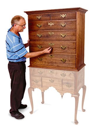 Top casework for Queen Anne highboy project