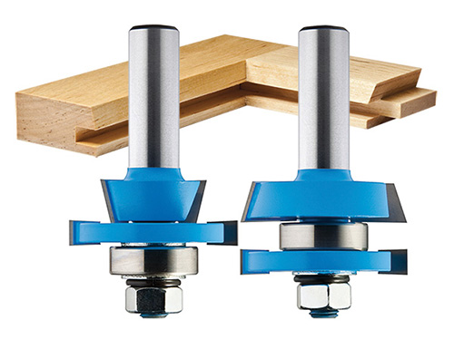 Two router bits used to create rail and stile joints
