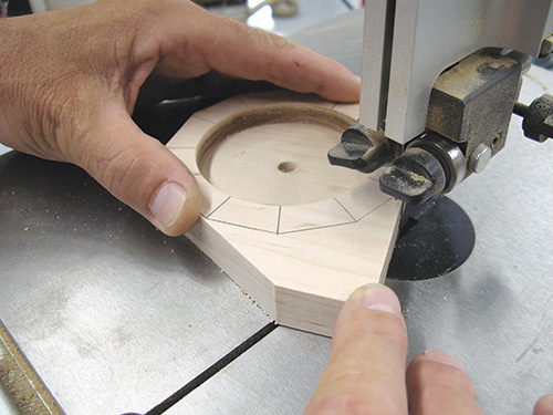 Shaping clock face with a band saw
