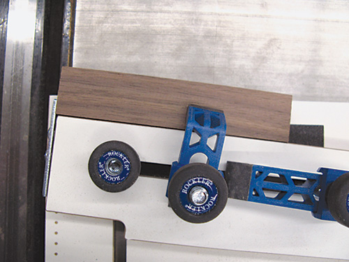 Close-up of ray cutting router jig set-up