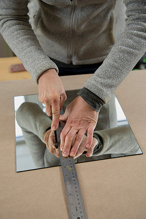 Marking mirror glass for cutting