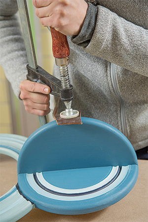 Gluing painted shelf pieces together