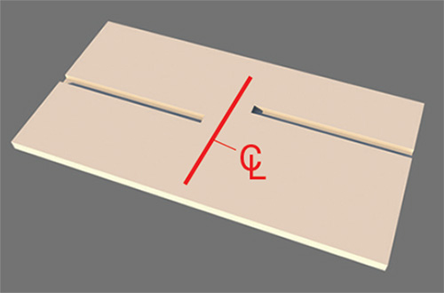Diagram of cut line for shelf backing