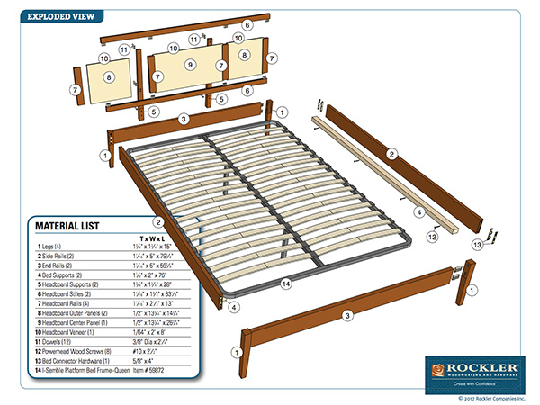 Rockler I-Semble Platform Bed Project Plan Modern ...