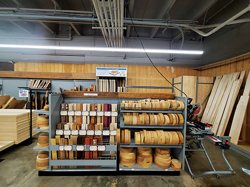 Round and rectangular turning blanks at a Rockler store
