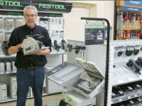 Rob demonstrating Festool tools at a Rockler store