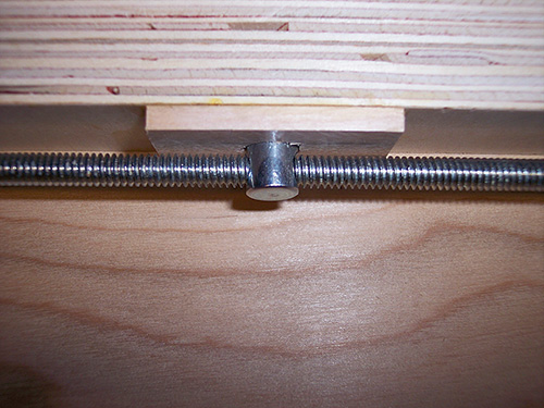 Cross dowel nut and bracket fixed to indexing rod