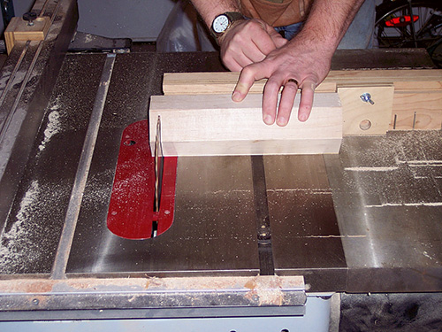 Cutting rolling pin sleeves at a table saw