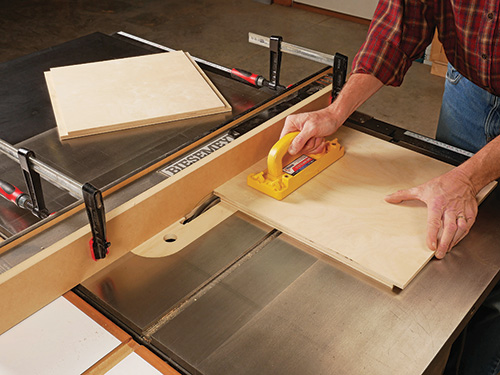 Cutting rabbets on a table saw for a router table cabinet