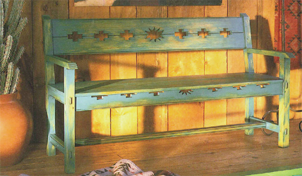Painted southwestern-style bench