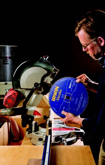 For fine crosscutting from a miter saw, choose and install a blade with 80 to100 teeth in a hi-ATB or triple chip grind.