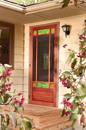 Finished and installed screen door