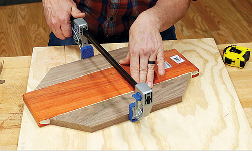 Clamping up parts for paduak and walnut serving tray