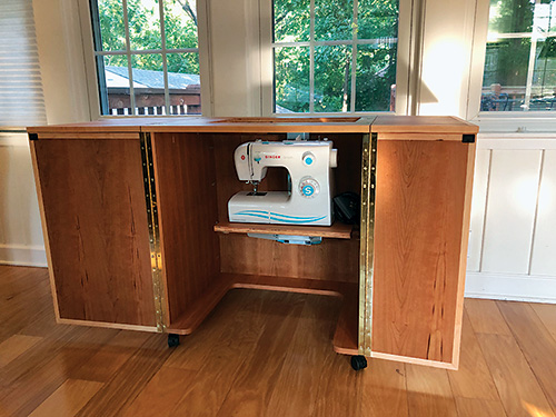 Interior look at sewing cabinet