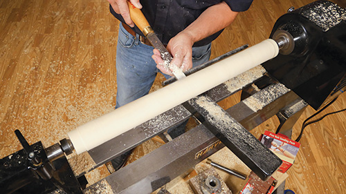 Turning game table leg on a lathe