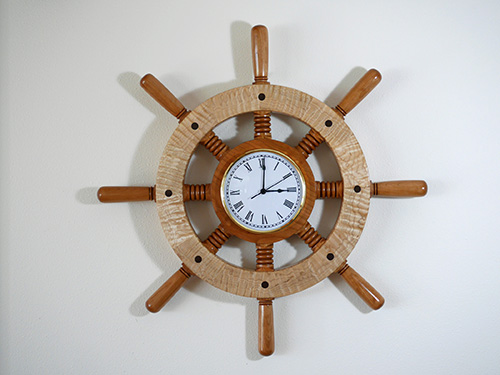 Final finished and colored ship wheel clock