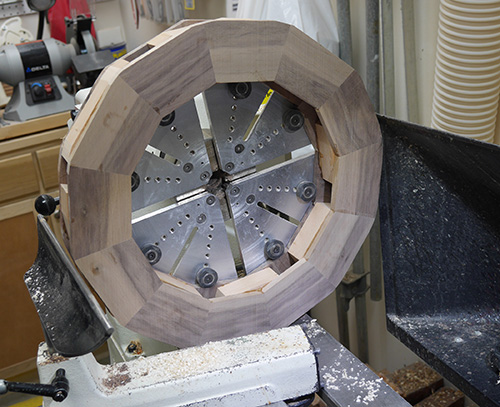 Mounting central turning blank for ship wheel