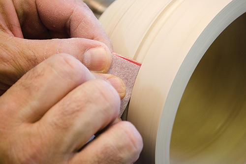 Sanding out the inside of a cut bead