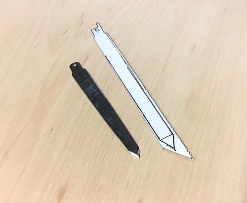 Marked up blade and marking knife