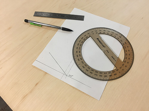 Marking angles on cardstock with a protractor