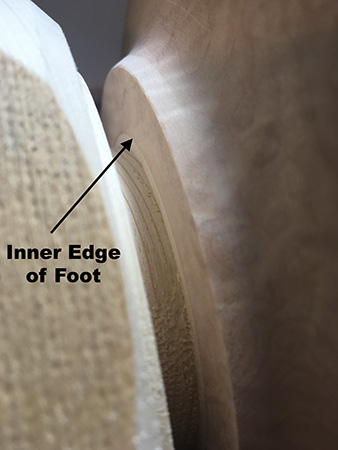 Inner edge of bowl marked for removing from mounting block