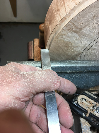 Starting cut for making bowl foot