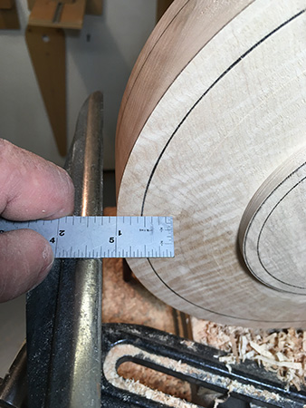 Measuring width of bowl rim before marking