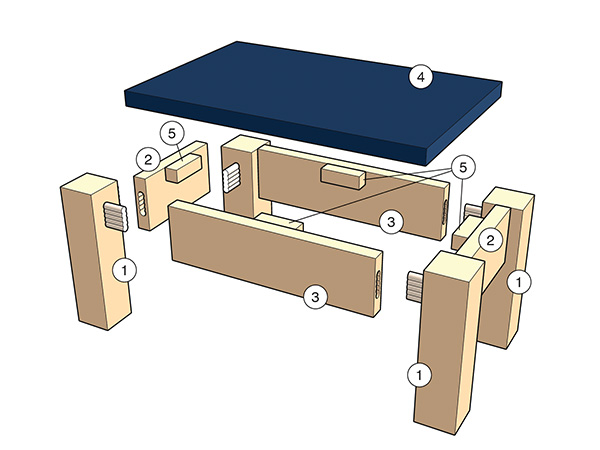 Layout drawing for stool parts