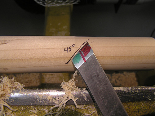 Marking cutting angle on turning project