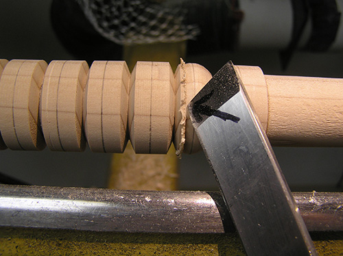 View of curled waste cut by skew chisel