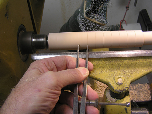 Marking out bead locations with a calipers