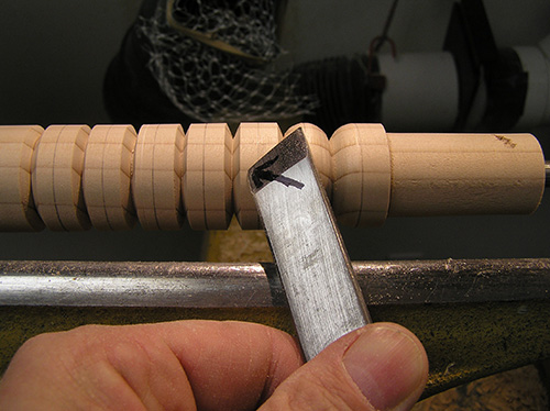 Showing centerline on bead cuts on turning blank