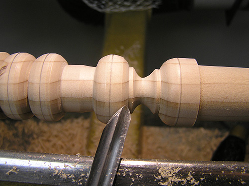 Showing bead and cove cuts made with skew chisel