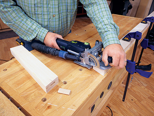 Using Festool Domino to set up loose tenon joinery for standing desk supports