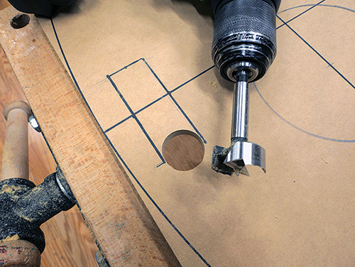 Drilling handle hole in template