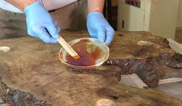 Filling Voids and Cracks in Wood with Two-Part Epoxy 