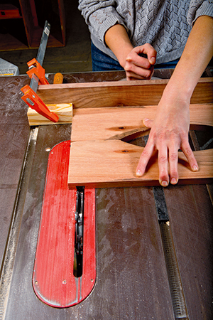 Cutting panels into shelves for a spice rack