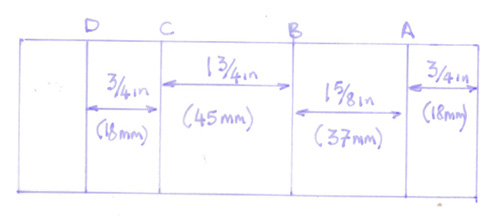 Drawing of spacing across spoon turning blank