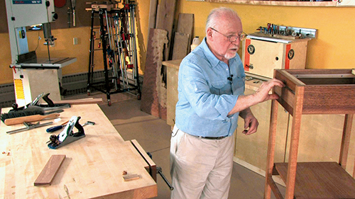 Test fitting drawer in laptop desk