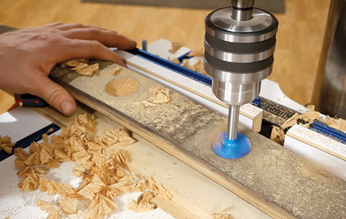 Drilling candle postions on stave candle holder